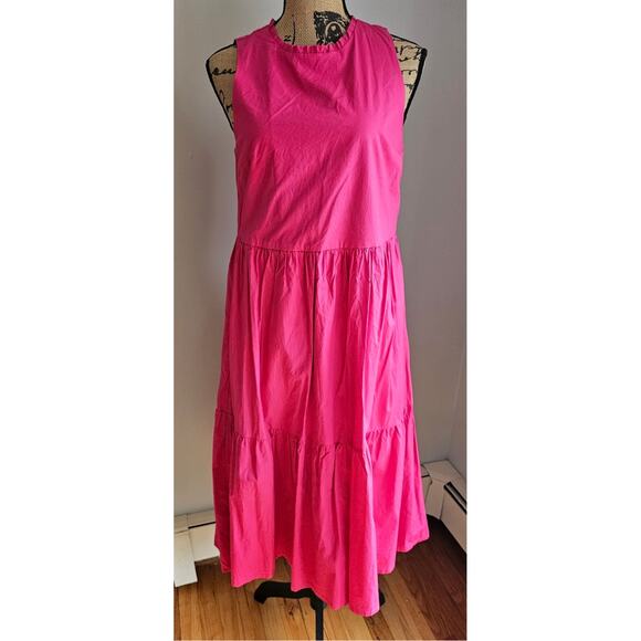 J. Crew Sleeveless Tiered Dress Ruffled Shirred Pockets, Pink, Feminine, Sz 6 - Picture 3 of 9